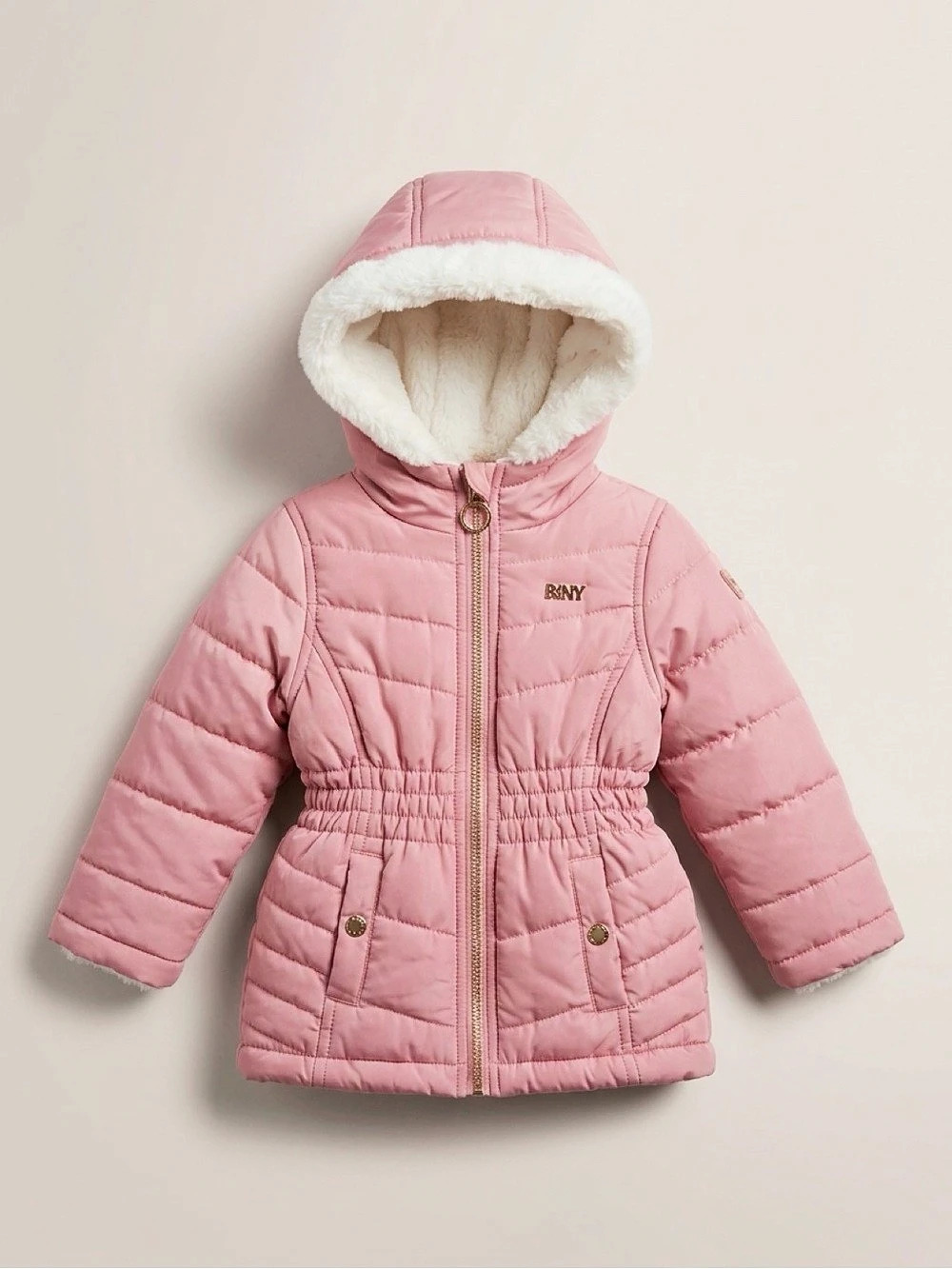 DKNY Pink Hooded Puffer Jacket
